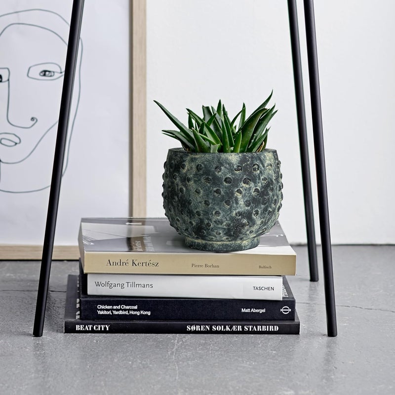 Creative Co-op Distressed Terra Cotta Hobnail Planter, Black - Image 5